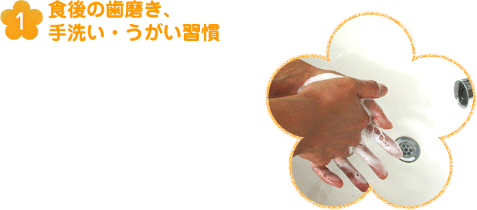 1.食後の歯磨き、手洗い・うがい習慣